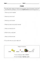 English worksheet: Food Interview