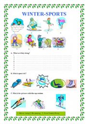 English Worksheet: WINTER                SPORTS