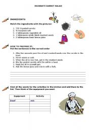 English Worksheet: Recipe - Gujarati carrot salad