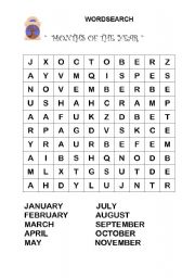 English Worksheet: Wordsearch- months of the year