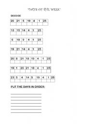 English worksheet: Days Decoder