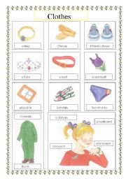 English Worksheet: clothes voc list (3)