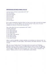 English Worksheet: make and do