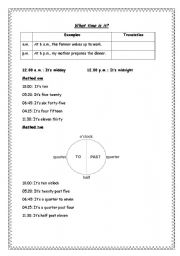 English worksheet: The hour