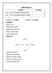 English Worksheet: The hour