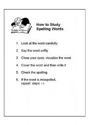 English Worksheet: How to study spelling