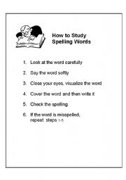 English worksheet: How to study spelling