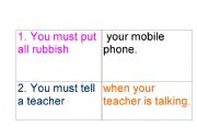 English worksheet: rules at school