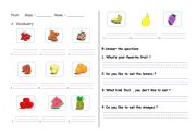 English worksheet: About the Fruit