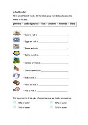 English Worksheet: A healthy diet 01
