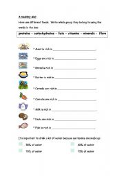 English worksheet: A healthy diet 01