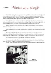 English Worksheet: Martin Luther King, Jr.