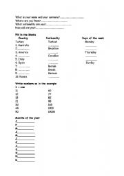 English worksheet: Quiz