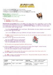 English Worksheet: RELATIVE CLAUSES - GRAMMATICAL INFORMATION AND EXERCISES