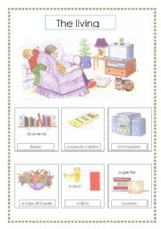 English Worksheet: the living room voc list (2 sheets)