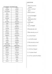 English Worksheet: Countries & Nationalities