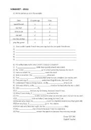 English worksheet: could