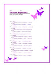 English Worksheet: Extreme adjectives