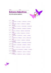 English Worksheet: Extreme adjectives-KEY