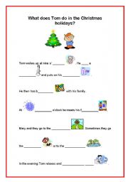 English Worksheet: What does Tom do in the summer holidays?