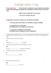 English Worksheet: to be/get used to