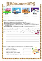 English Worksheet: Seasons and months (and present simple)