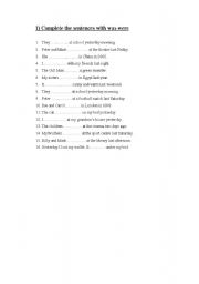 English Worksheet: Was and Were