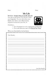 English worksheet: My Life