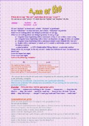 English Worksheet: a/ an/ the