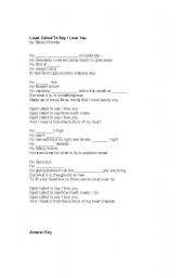 English worksheet: Song - I just called to say I love you