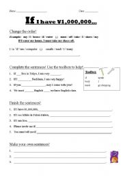 English Worksheet: If I have...