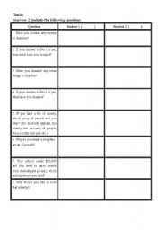 English worksheet: Charity Questionnaire