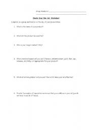 English Worksheet: Create Your Own Ad Assignment - Worksheet