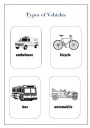 English worksheet: Types of vehicle (1)