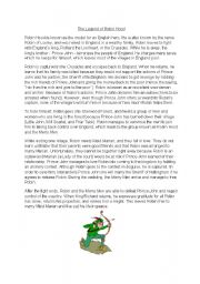 English worksheet: The Legend of Robin Hood