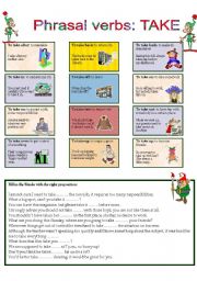 English Worksheet: PHRASAL VERBS --- TAKE