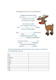 English Worksheet: Rudolph the Red-Nosed Reindeer