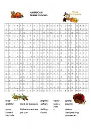 English worksheet: American Thanksgiving Word Find 