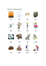 English Worksheet: Adjective Lists