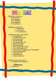 English Worksheet: Sms language