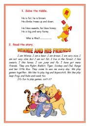 English Worksheet: Winnie and his friends (3 pages)