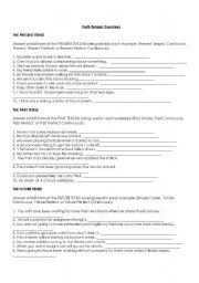 English worksheet: Verb Tense Identification Worksheet