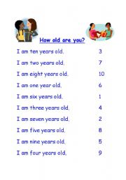 English Worksheet: How old are you