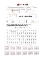 English Worksheet: days and months