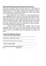 English worksheet: Animals