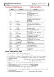 English Worksheet: prefixes and suffixes