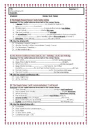 English Worksheet: review your tenses