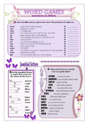 English Worksheet: WORD GAMES