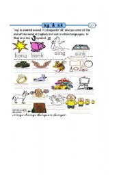 English worksheet: ng & nk words