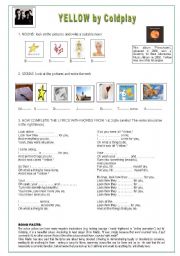 English Worksheet: SONG YELLOW by Coldplay